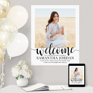 Poster Graduation Party Script Bienvenue Photo moderne Bl