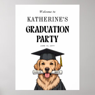 Poster Graduation personnalisée mignon Golden Retriever C