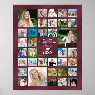Poster Graduation Photo Collage CLASSE DU Parti Maroon