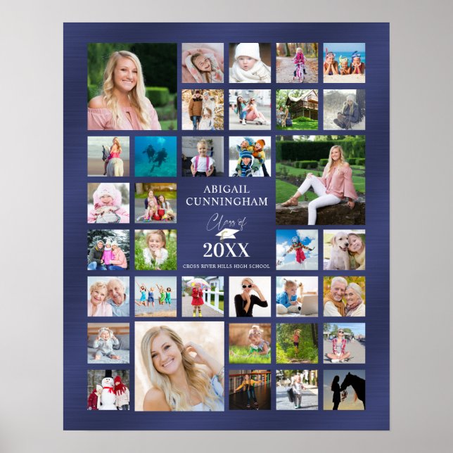 Poster Graduation Photo Collage CLASSE OF Navy Blue (Devant)