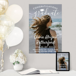 Poster Graduation Photo Elégant Moderne Calligraphie Blan
