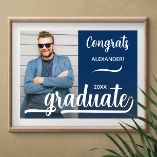 Poster Graduation photo moderne bleu