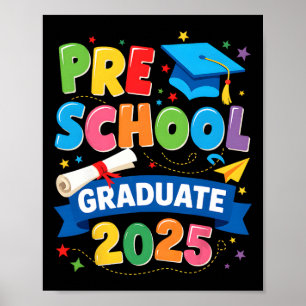 Poster Graduation préscolaire 2025 Pré-k Graduate Kids Bo