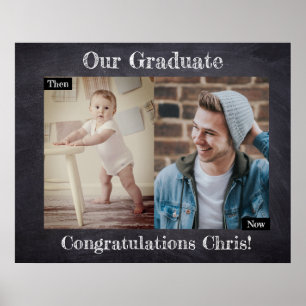 Poster Graduation puis et maintenant Parti Personnalisé