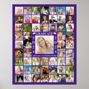 Poster Graduation Purple 55 Photo Collage Personnalisé