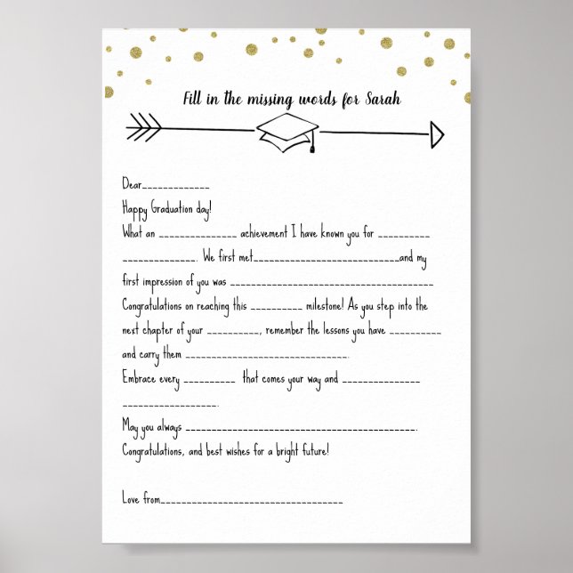 Poster GRADUATion remplir les mots manquants (Devant)