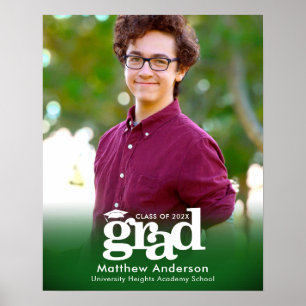Poster Graduation verte Photo Audacieuse Typographie Mini