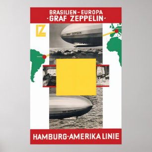 Poster Graf Zeppelin. Brasilien nach Europa 1930er