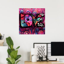 Graffiti Abstrait Love Word Valentine Floral Rose