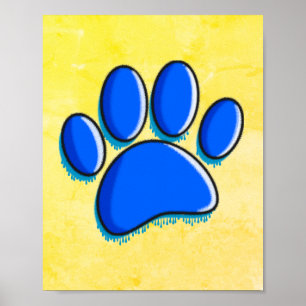 Poster Graffiti Art Chien Empreinte de patte