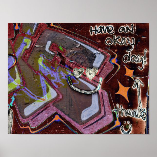 Poster Graffiti Brown rose urbain Grunge Street Art (Devant)