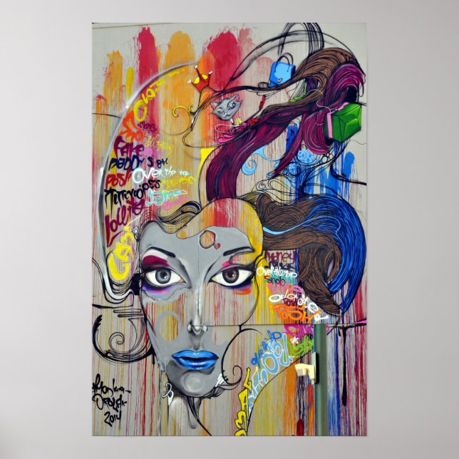 Poster Graffiti cool coloré de femmes (Devant)