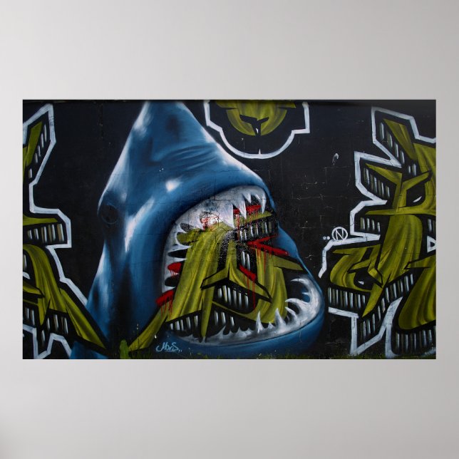 Poster Graffiti d'attaque de requin (Devant)