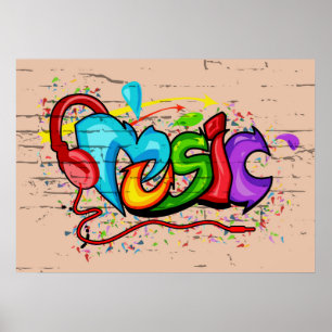 Poster Graffiti de musique colorée cool