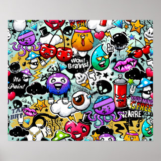 Poster Graffiti Fruits et Légumes