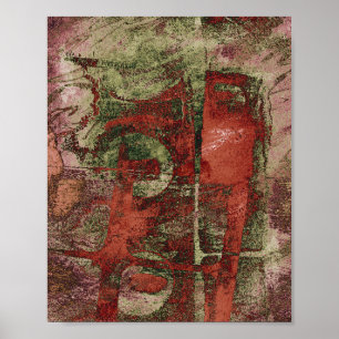 Poster Graffiti peint Grunge automne rouge vert rouille r