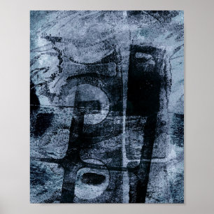 Poster Graffiti peint Grunge Dark Navy et Denim Blue