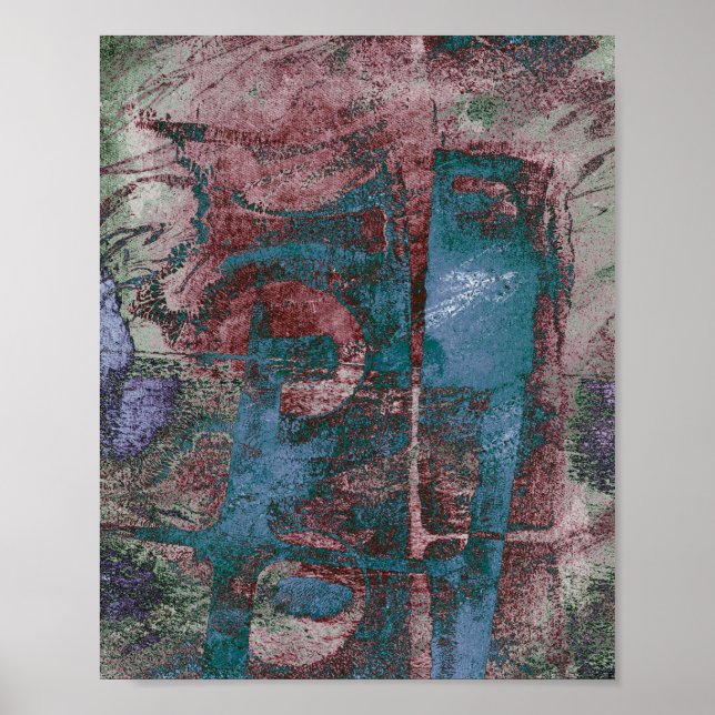 Poster Graffiti peint Grunge | Taupe bleu rouille (Devant)