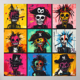 Poster Graffiti Pirate caractères en gras, rue animée