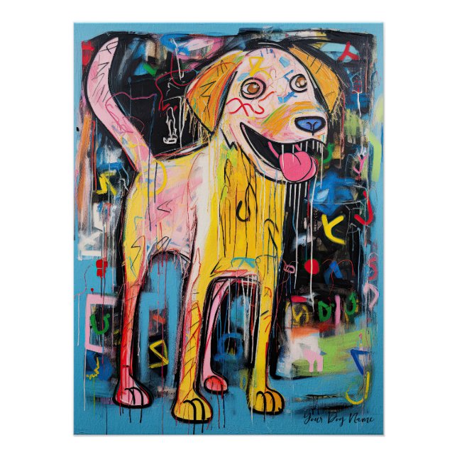 Poster Graffiti pour chien de rétrification d'or 03 - Leo (Devant)