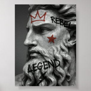Poster Graffiti Rebel King Bust avec la Couronne