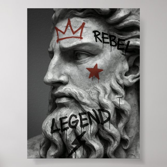 Poster Graffiti Rebel King Bust avec la Couronne (Devant)