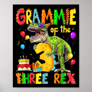 Poster Grammie Des Trois Rex 3e Anniversaire Dinosaur