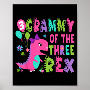 Poster Grammy Des Trois Rex Dinosaur T-rex 3e Birthda
