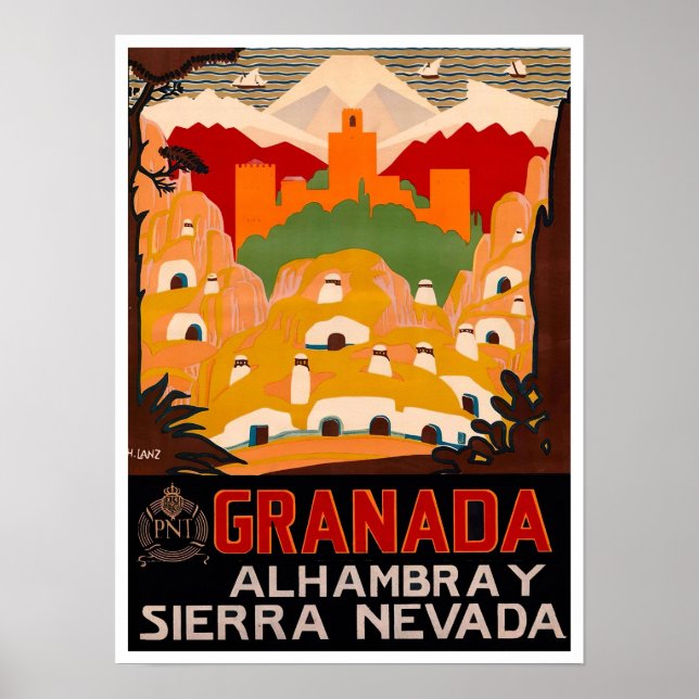 Poster Granada Espagne voyage millésime (Devant)
