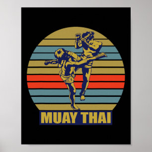 Poster Grand artiste martial de kickboxing Muay Thai en T