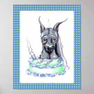 Poster Grand Bleu Danse Anniversaire Gâteau Visage