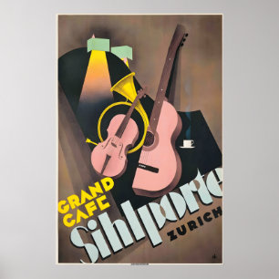 Poster Grand Café Sihlporte Zurich Suisse Vintage