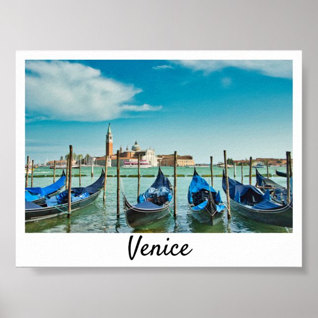 Poster Grand Canal de Venise avec des gondoles emblématiq (Devant)