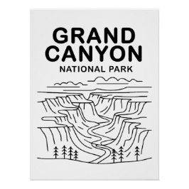 Poster Grand Canyon National Park Line Art