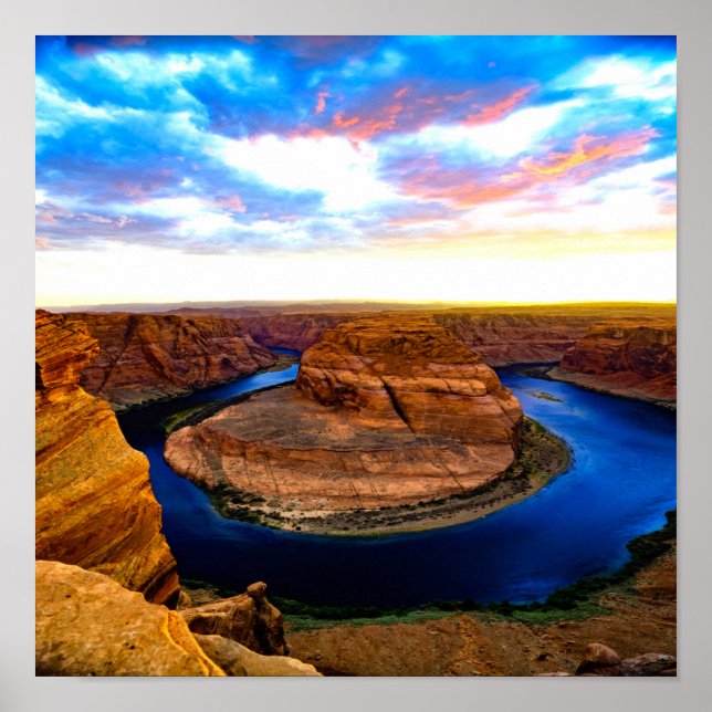 Poster Grand Canyon Roches rouges et eau bleue Belle (Devant)