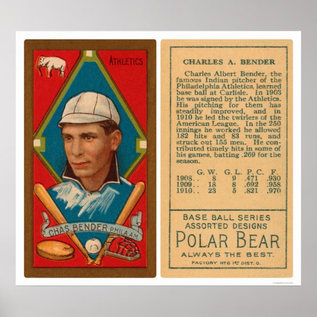 Poster Grand chef Bender Athletics Baseball 1911 (Devant)