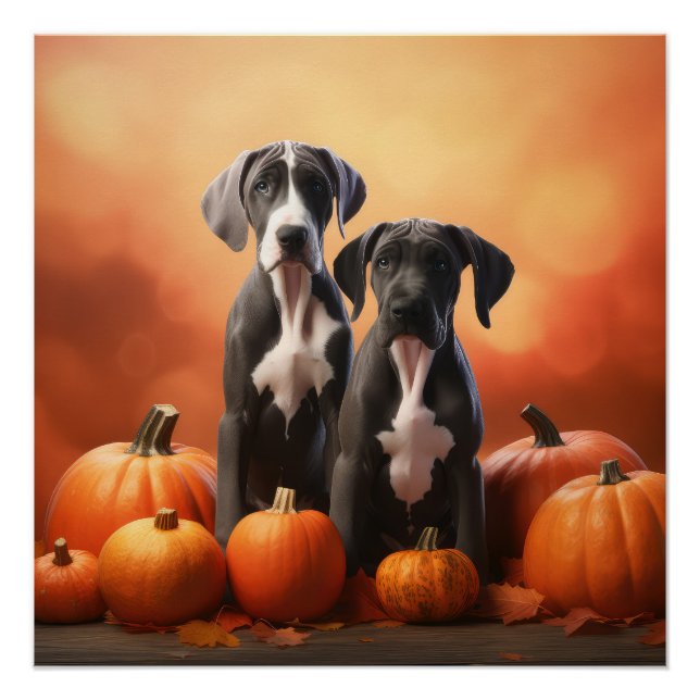 Poster Grand Chiot Danse Automne Délice Citrouille (Devant)