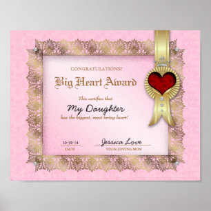 Poster Grand Coeur Award : Certificat d'amour Héros