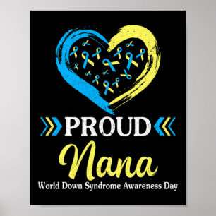 Poster Grand Coeur Fière Nana Grand-mère Monde Syndrome A