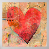 Grand Coeur heureux Mixte Media Art