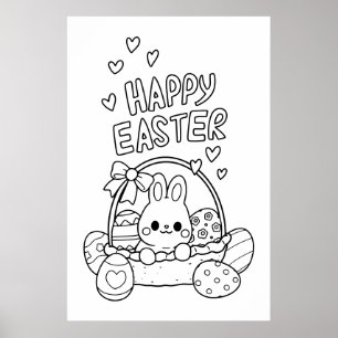 Poster Grand coloriage de Pâques amusant-parfait pour les