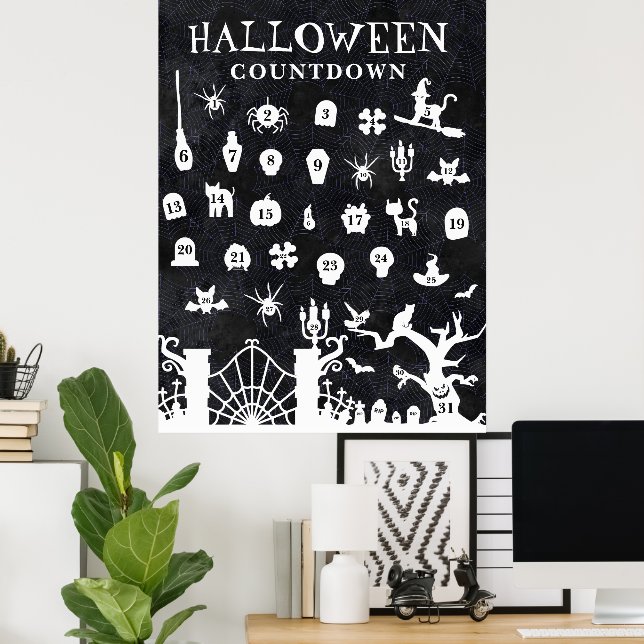 Poster Grand compte à rebours d'Halloween (Bureau à domicile)