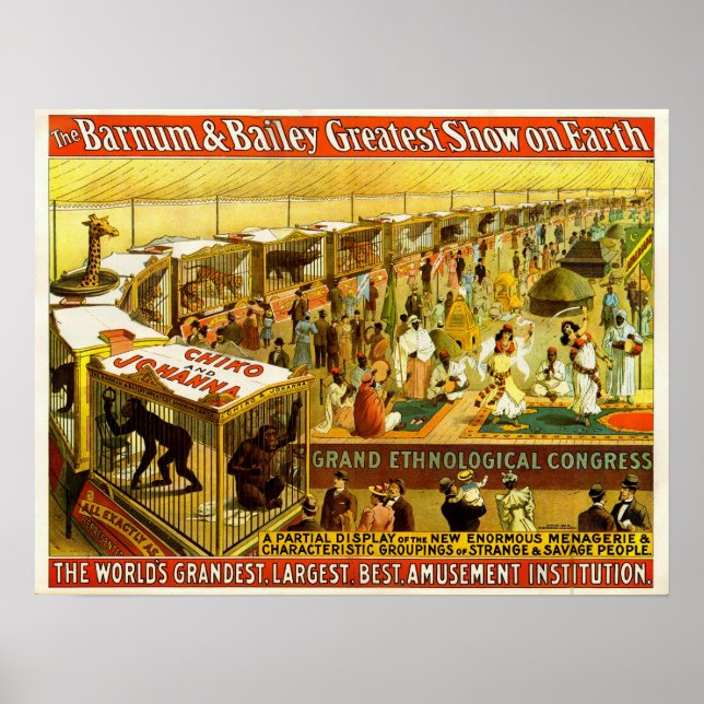 Poster Grand Congrès Ethnologique Barnum & Bailey Circus (Devant)