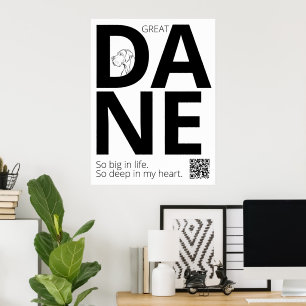 Poster Grand Danois noir et blanc Minimal