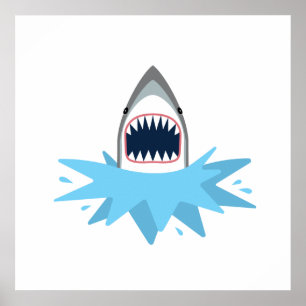 Poster Grand dessin de requin blanc