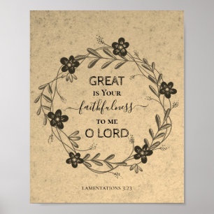 Poster GRAND EST VOTRE FIDÈLE Floral Rustic Christian