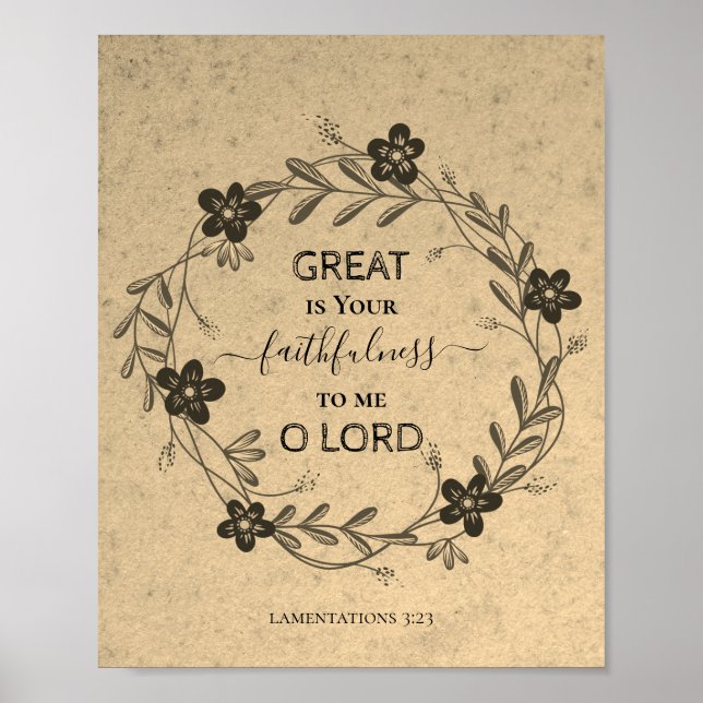 Poster GRAND EST VOTRE FIDÈLE Floral Rustic Christian (Devant)