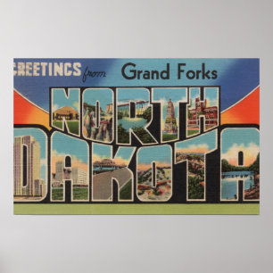 Poster Grand Forks, Dakota du Nord - Lettre grande