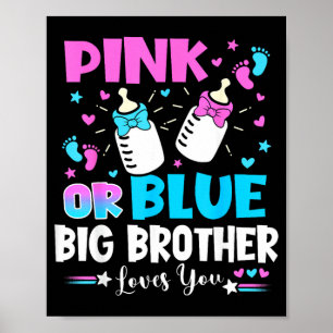 Poster Grand frère aime bébé révélation du sexe Rose ou B
