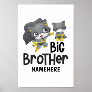 Poster Grand Frère Super-héros Chat Nom personnalisé